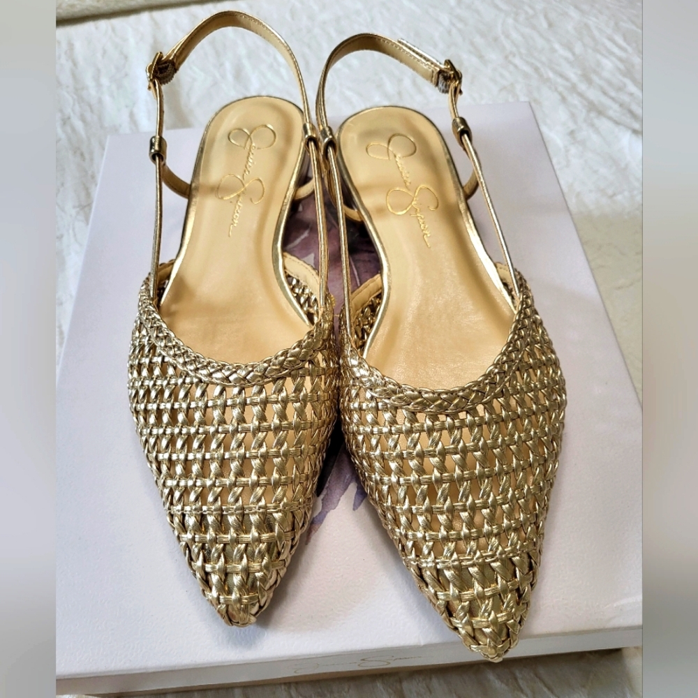 Jessica Simpson Gold Woven Flats Size 9M